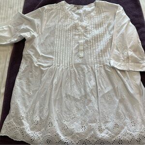 Woman Within White Eyelet Pintuck Tunic